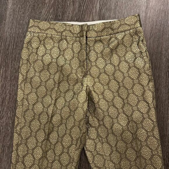 Stella McCartney Gold Metallic Jacquard Brocade Trousers Small High Rise Pants - Picture 11 of 16